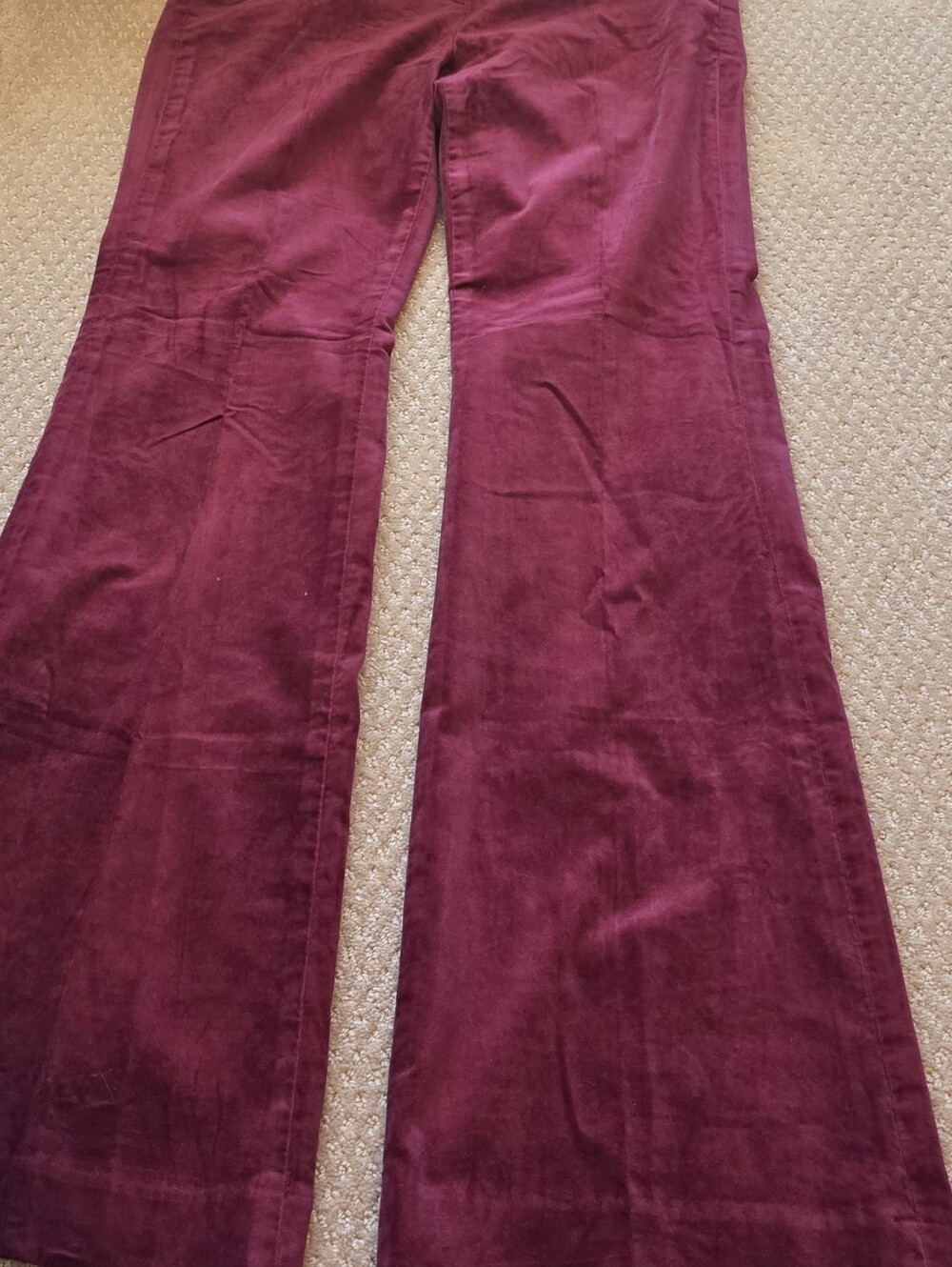 LOFT Wine Red Velvet Boot-Cut Pants
